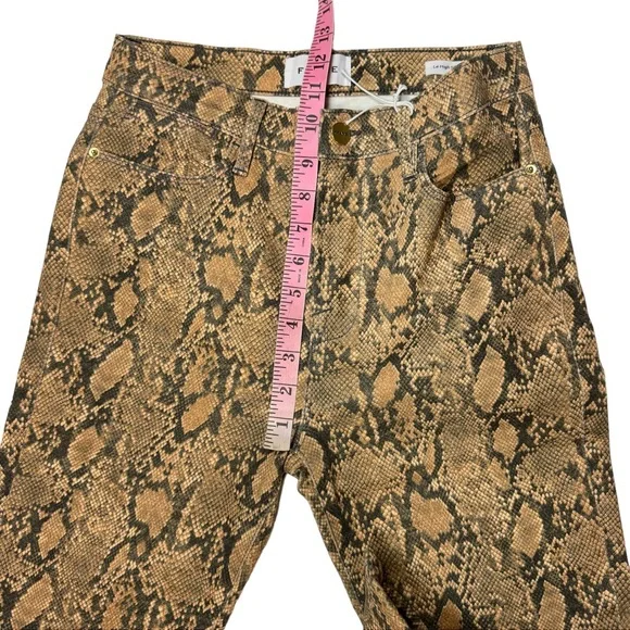 Frame NWT Le High Skinny Crop Snake Effect Jeans in Tan/Black Size 27 - Picture 13 of 16